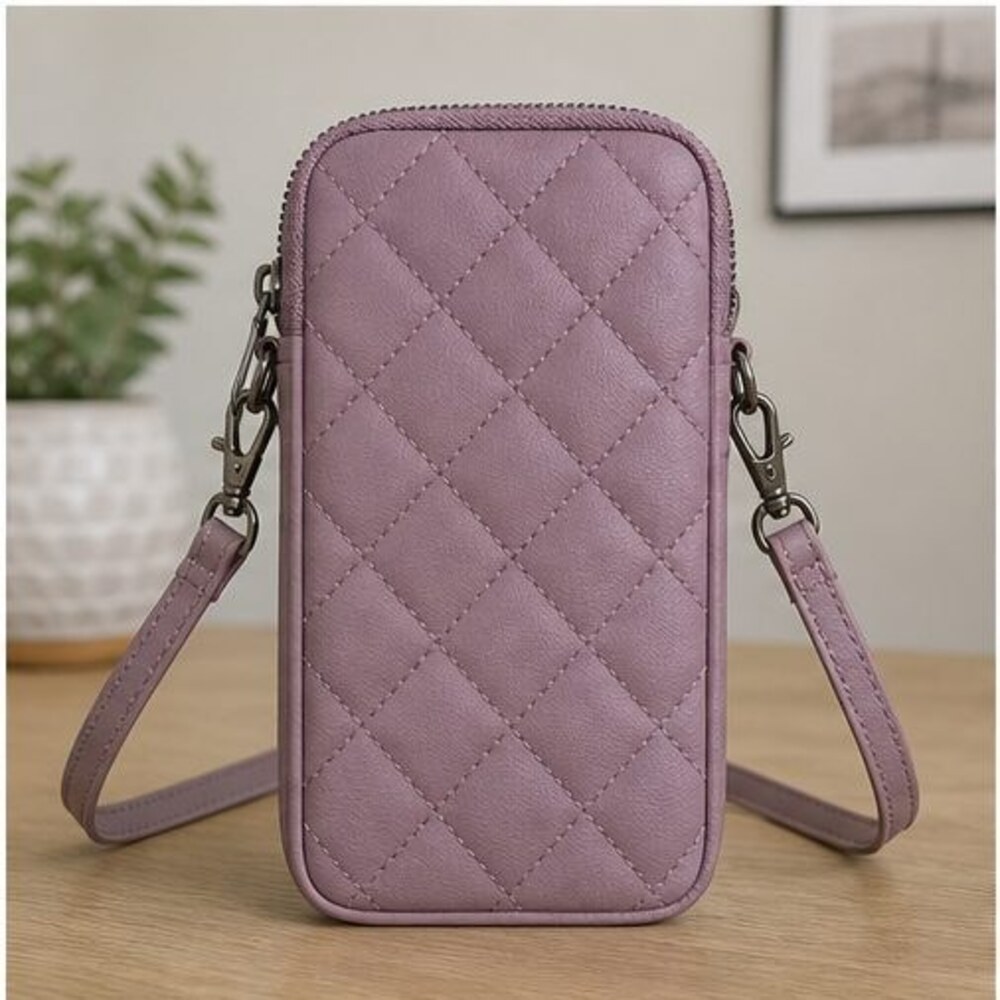 Mauve Quilted Crossbody Bag